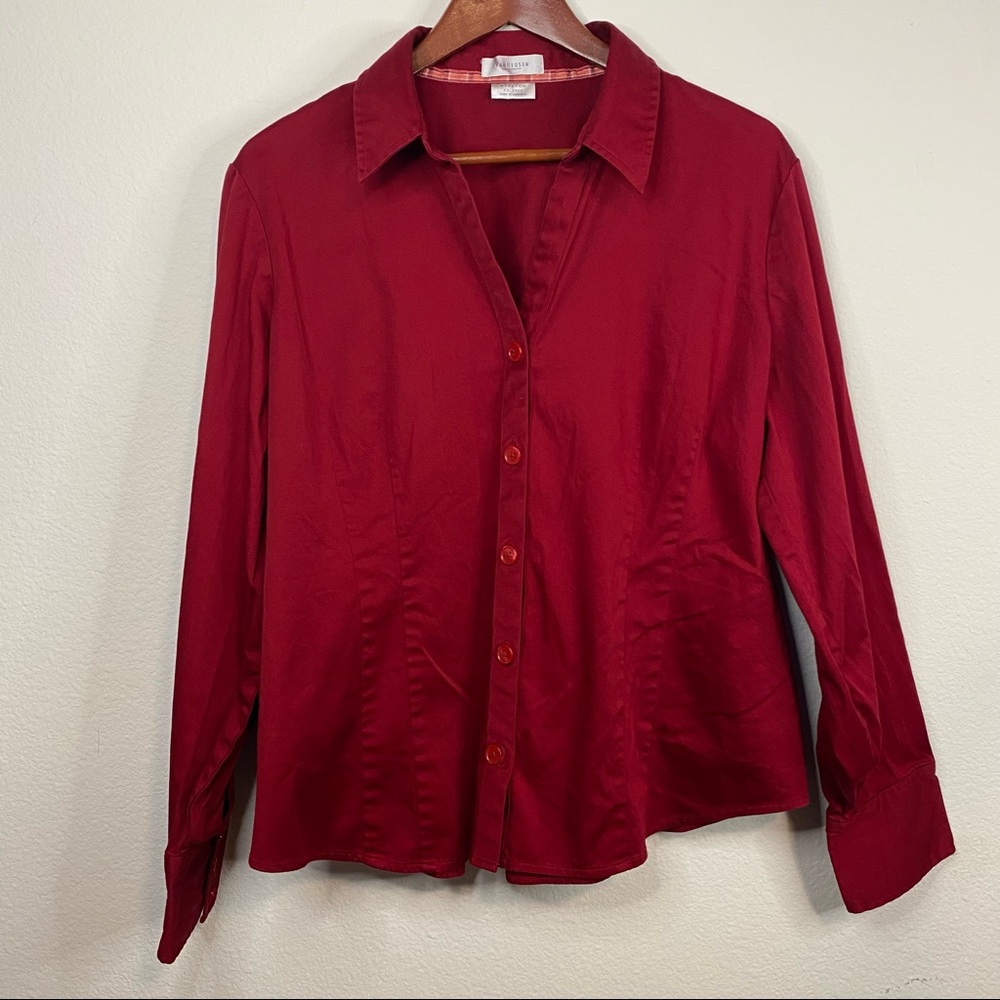 VAN HEUSEN Red Botton Down Shirt Stretchy Size XXL